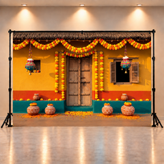 Elegant Krishna Theme Festival Backdrop