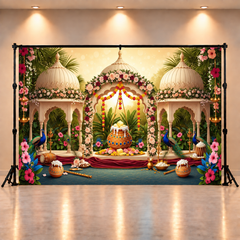 Festive Janmashtami Krishna Theme Backdrop