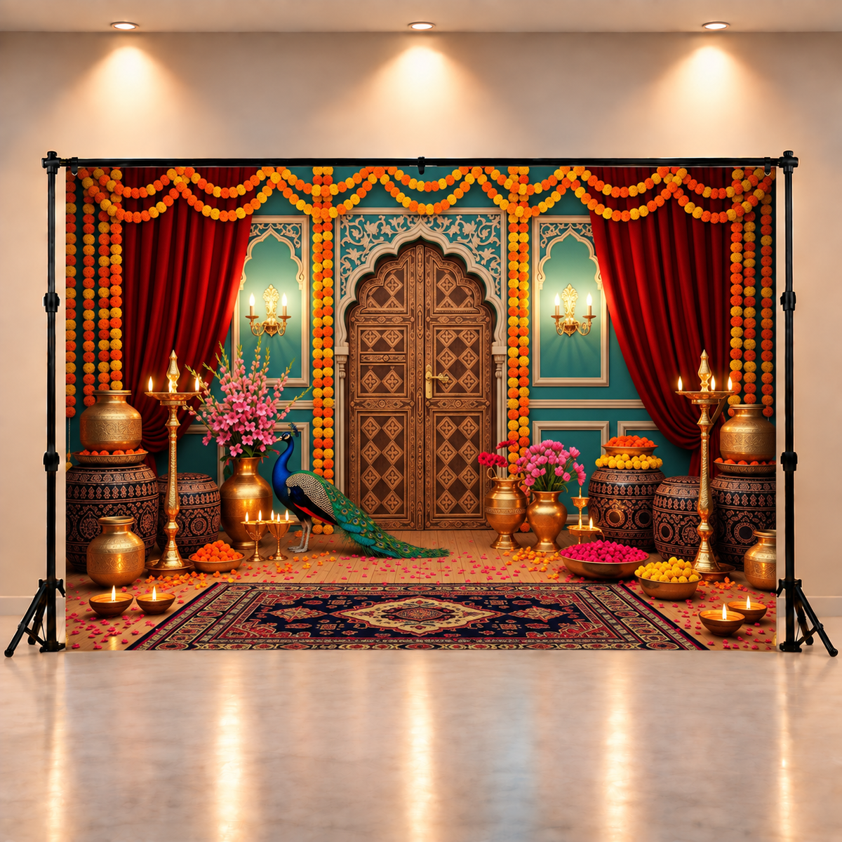 Modern Janmashtami Backdrop with Traditional Hints