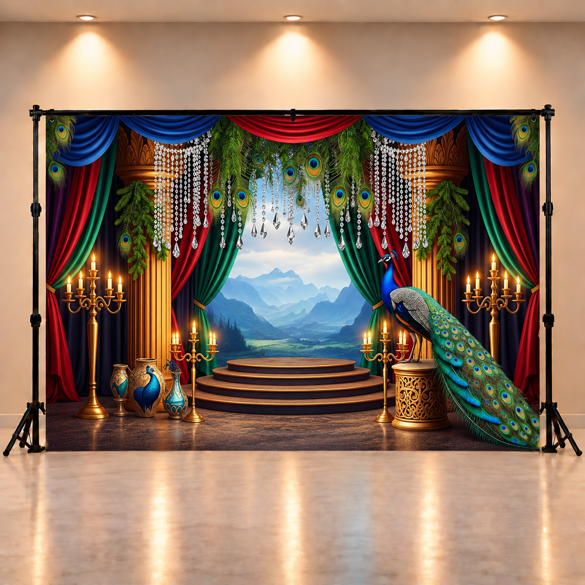 Peacock Decor Janmashtami Backdrop