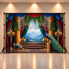 Peacock Decor Janmashtami Backdrop