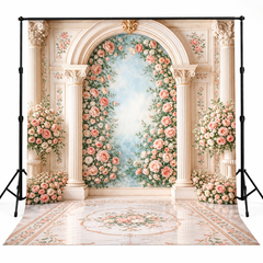 Luxury Blush Rose Floral Palace Arch Photography Backdrop