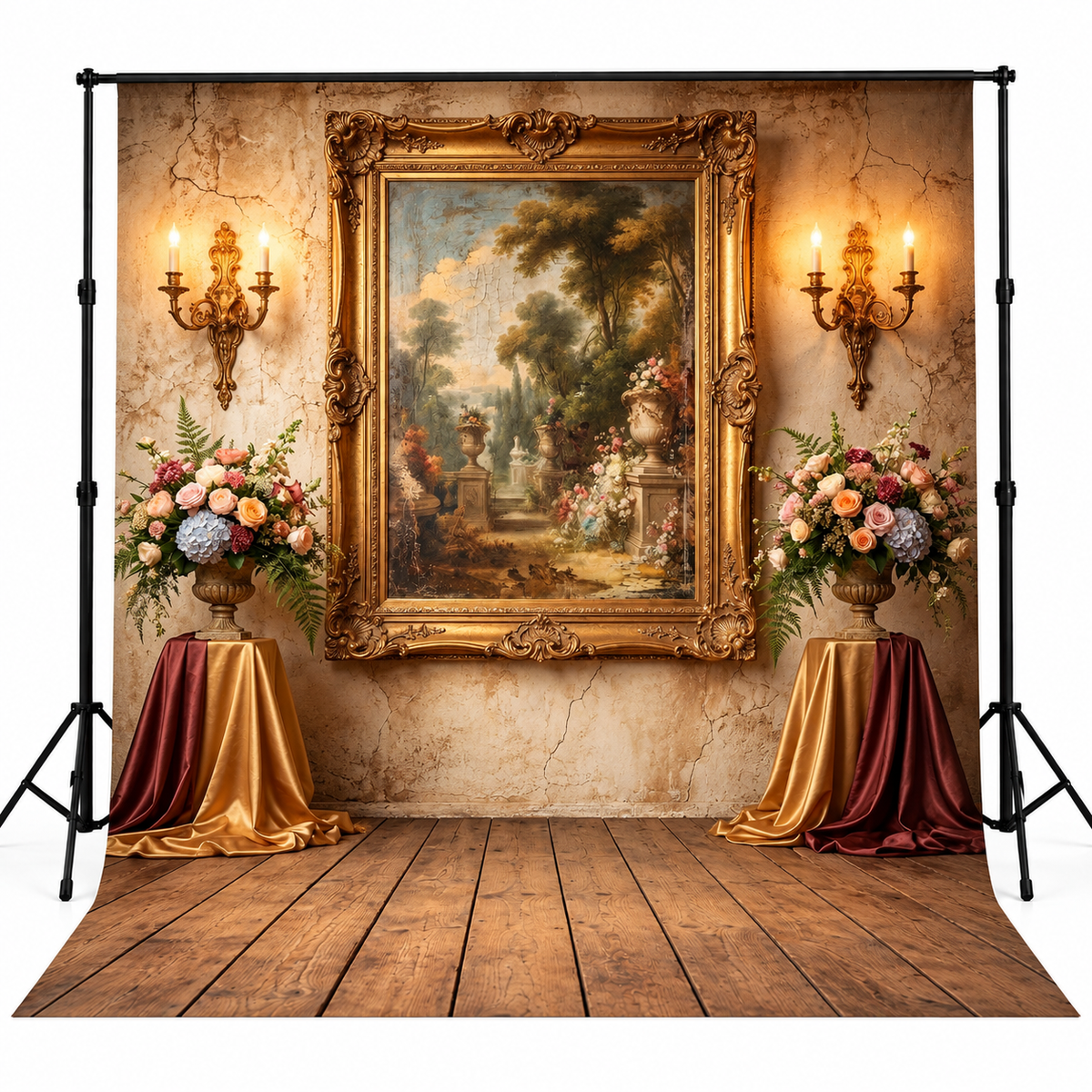 Luxury Vintage Royal Painting & Floral Photography Backdrop
