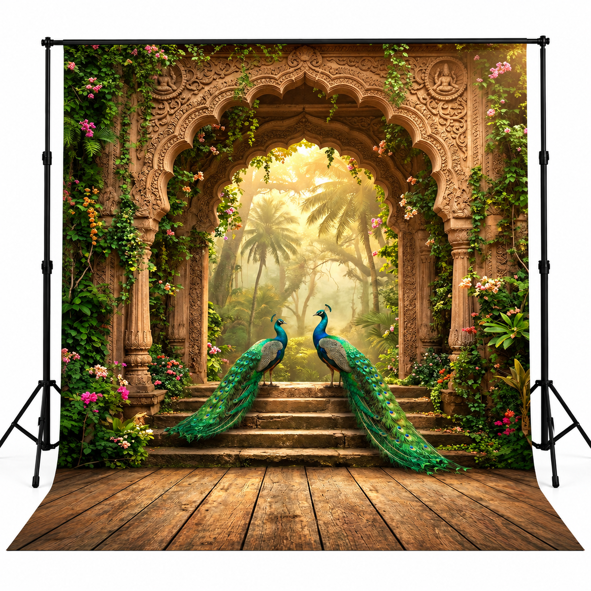 Royal Peacock Garden Arch Heritage Photography Backdrop