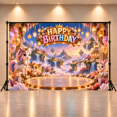 Magical Unicorn Happy Birthday Backdrop