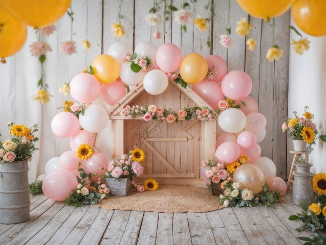 Balloon Barn Cake Smash Backdrop