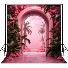 Dreamy Pink Tropical Palm Arch Garden