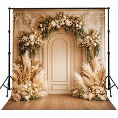 Elegant Ivory Floral Arch with Pampas Decor