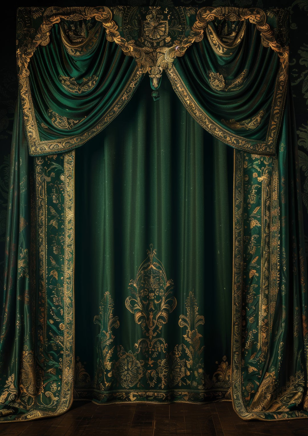 Luxury Curtain Look Green Photography Backdrop For Model Shoot