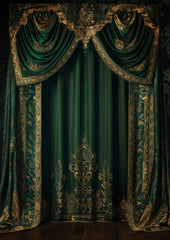 Luxury Curtain Look Green Photography Backdrop For Model Shoot