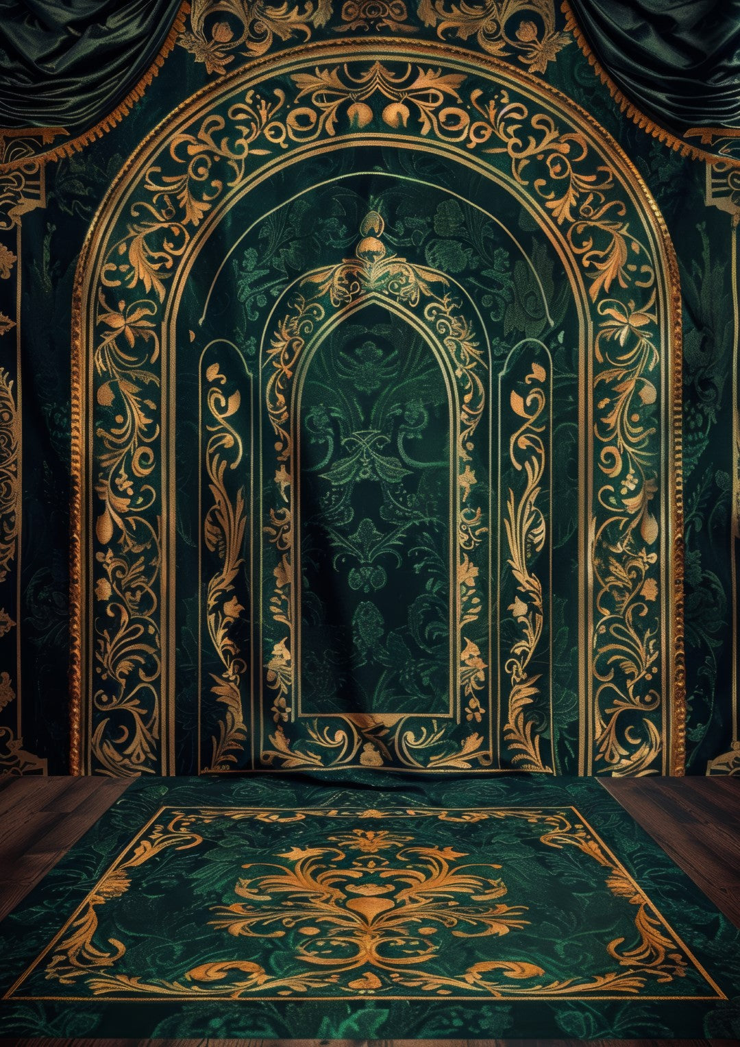 Golden & Green Shade Backdrop For Model Shoot