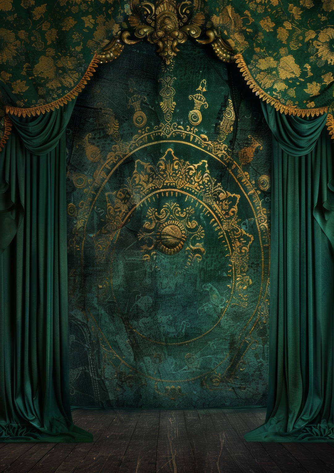 Luxury Green & Golden Shade Photography Backdrop