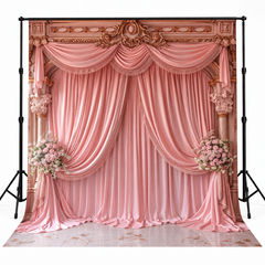 Luxury Blush Pink Royal Drapes with Floral Decor