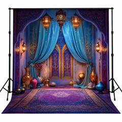 Royal Arabian Blue Drapes & Golden Lantern Palace