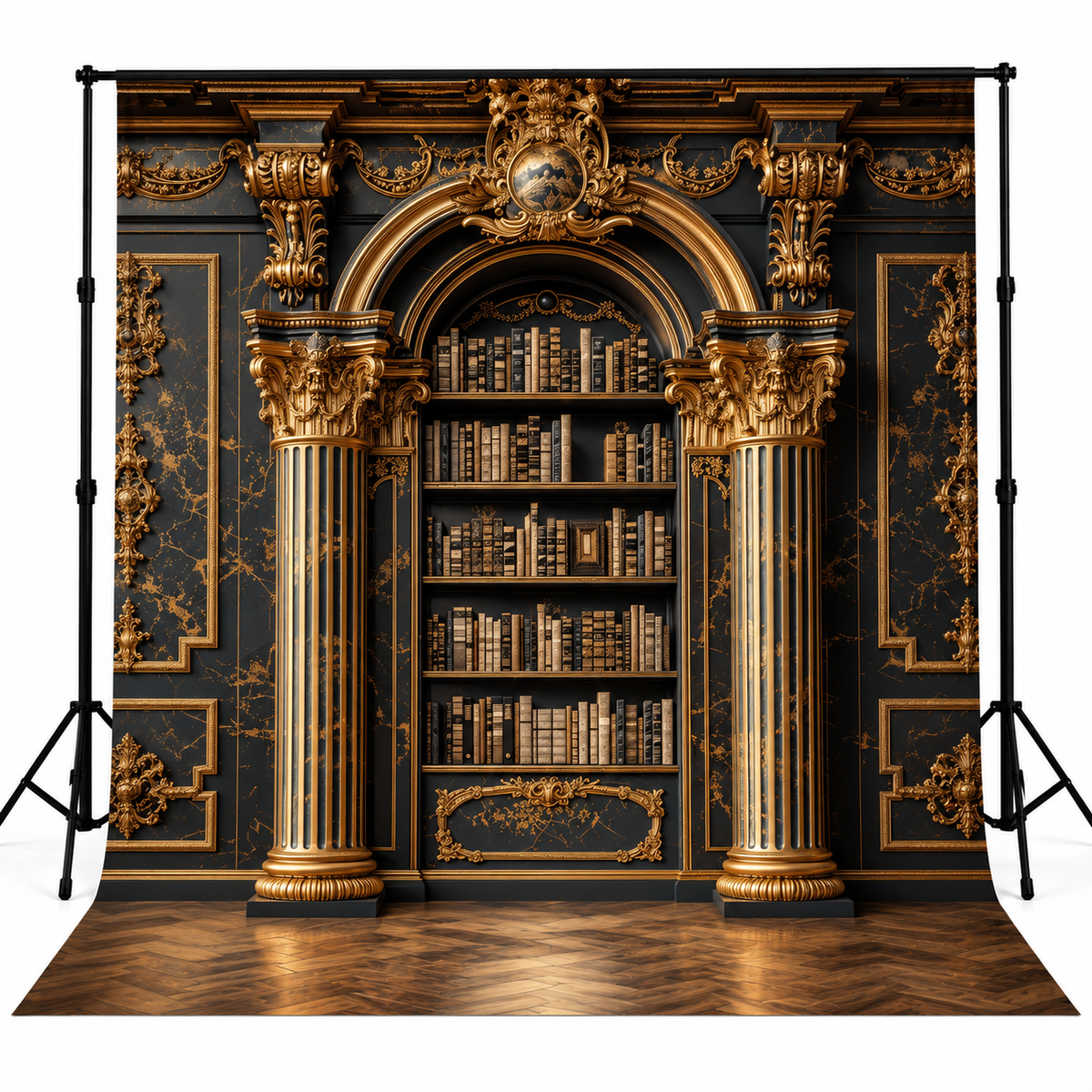 Royal Black & Gold Baroque Luxury Library