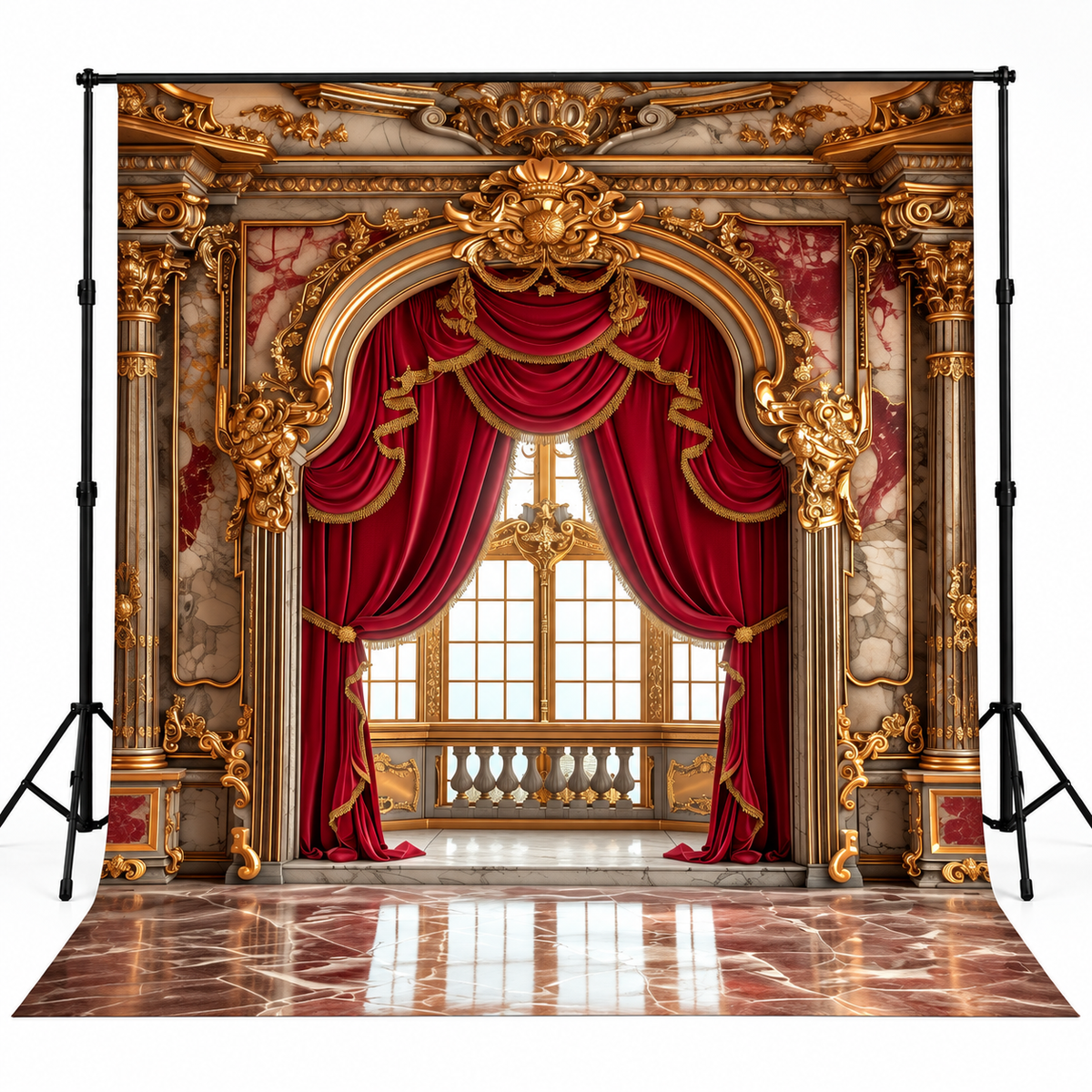 Royal Crimson Drapes & Gold Baroque Palace