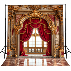Royal Crimson Drapes & Gold Baroque Palace
