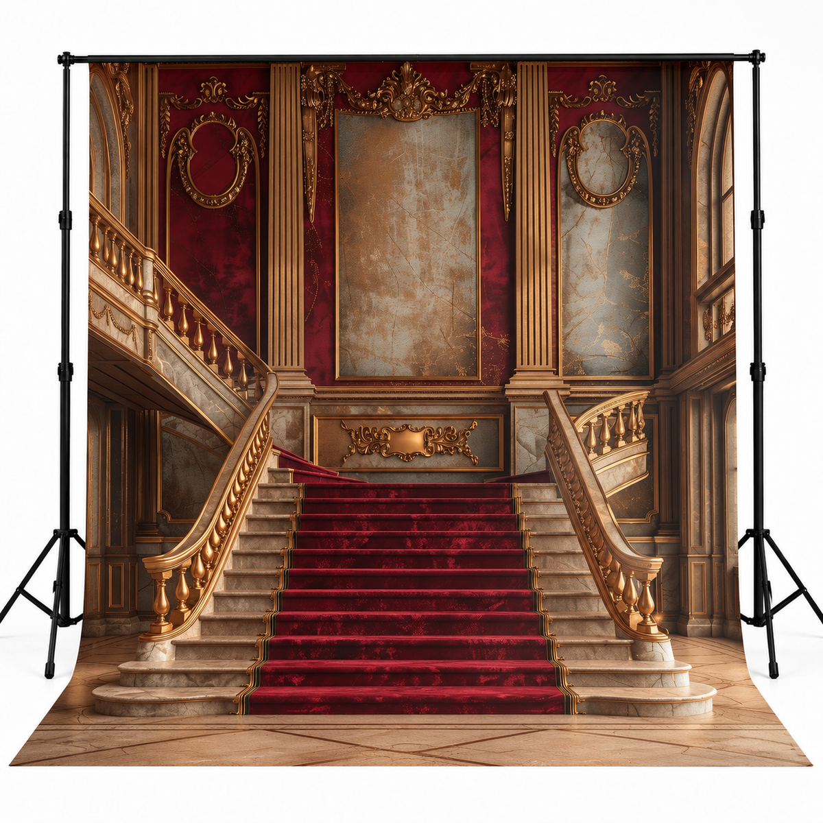 Grand Royal Red Carpet Baroque Palace Staircase