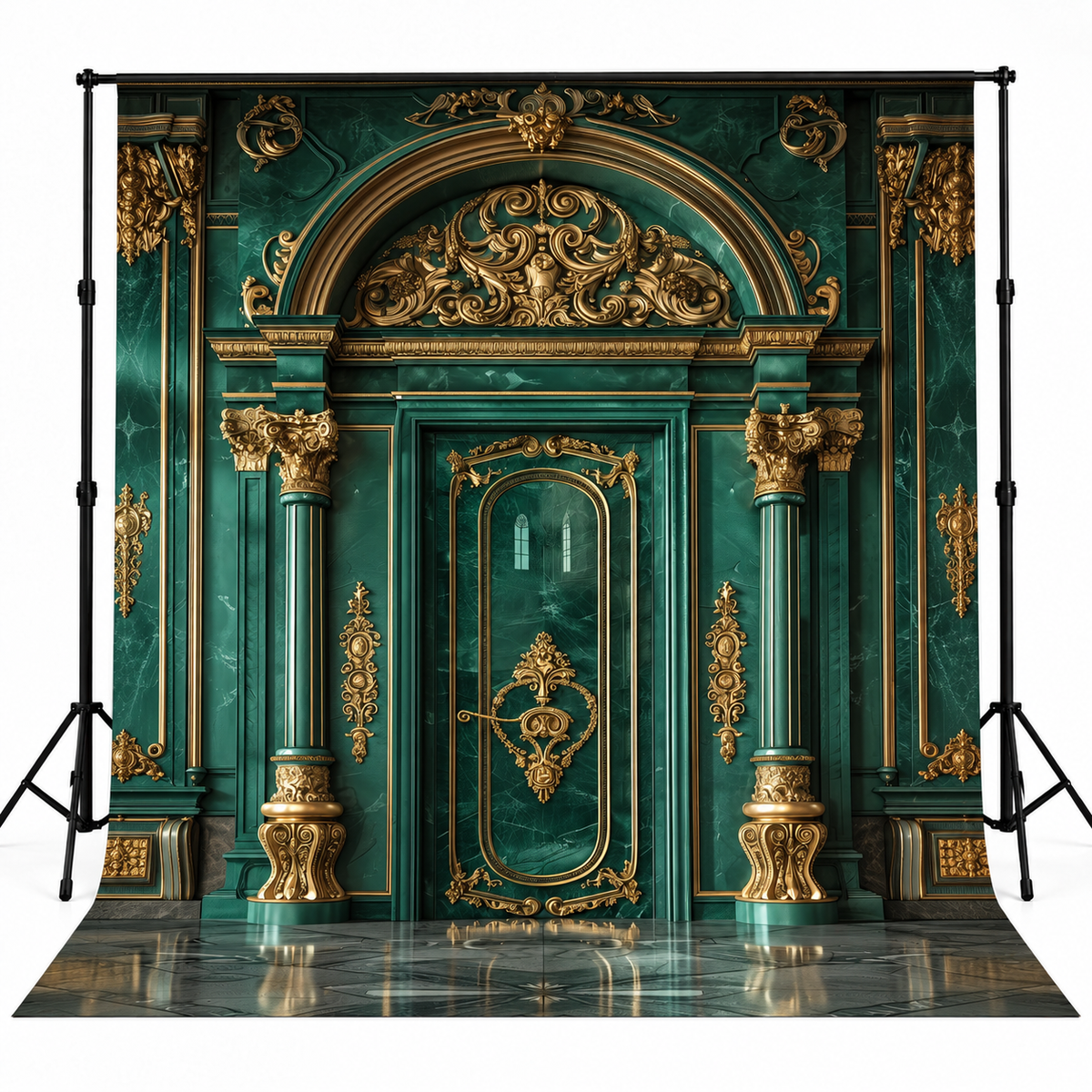 Royal Emerald Green & Gold Baroque Palace Door