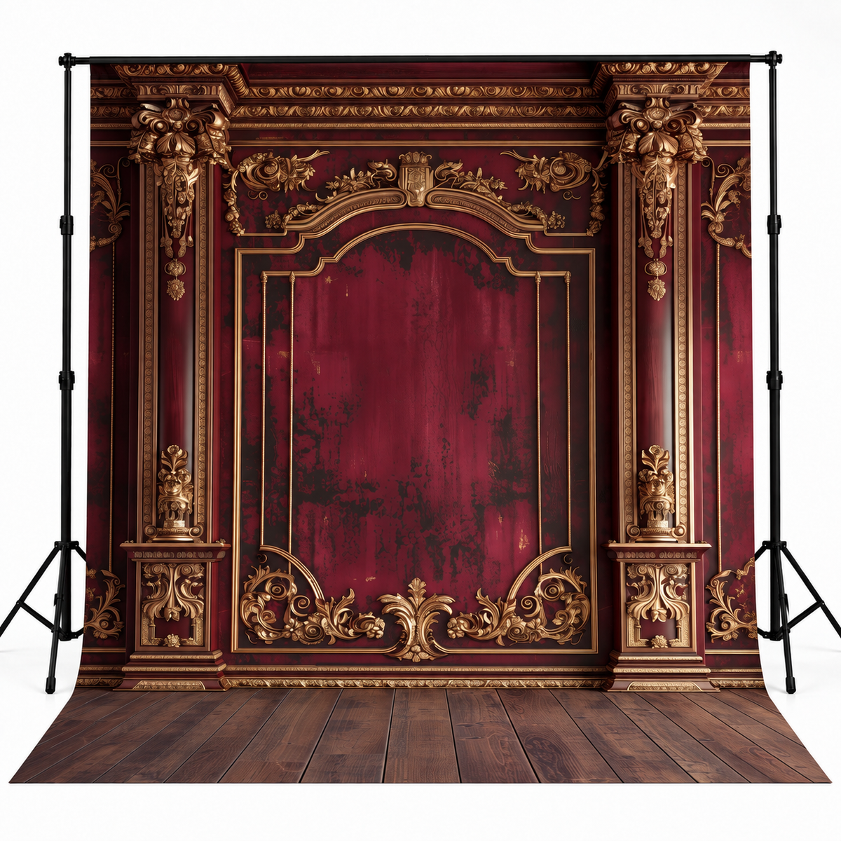 Royal Burgundy & Gold Baroque Palace Wall Backdrop