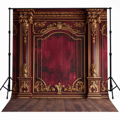 Royal Burgundy & Gold Baroque Palace Wall Backdrop