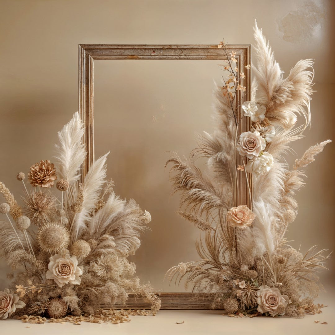 Golden Beige Dreams: Boho Frame Backdrop