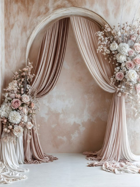 Blush Beige Floral Arch Backdrop