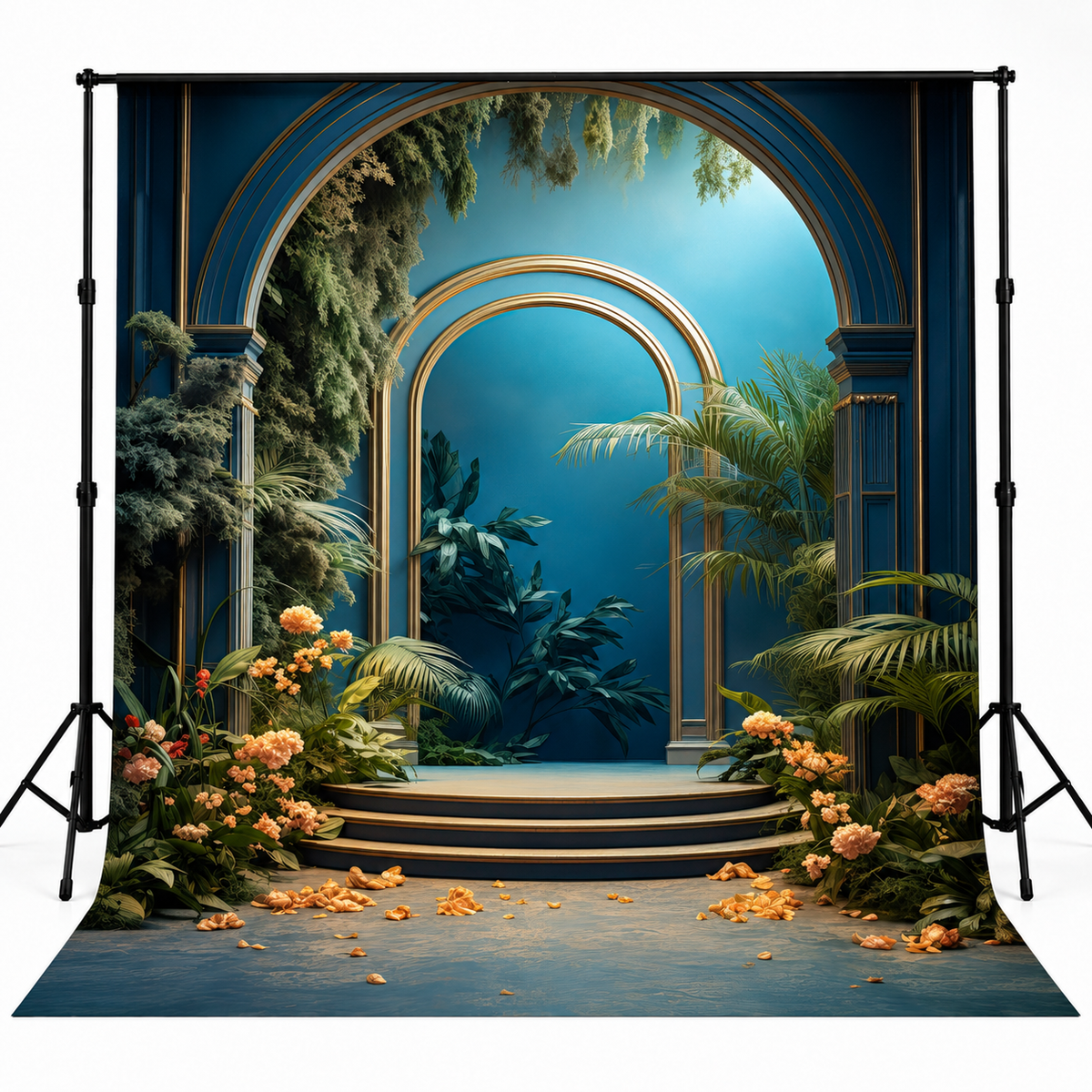 Enchanted Teal & Gold Botanical Garden Arch Backdrop