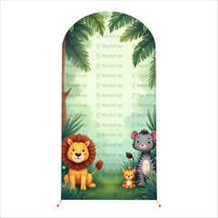 Green Jungle Animal Backdrop - Fits Rectangle & Arch Stand