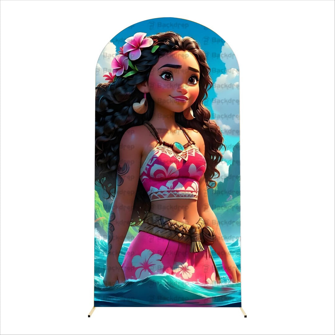 Moana Tropical Island Arch Backdrop for Kids Birthday – Ocean & Jungle Design