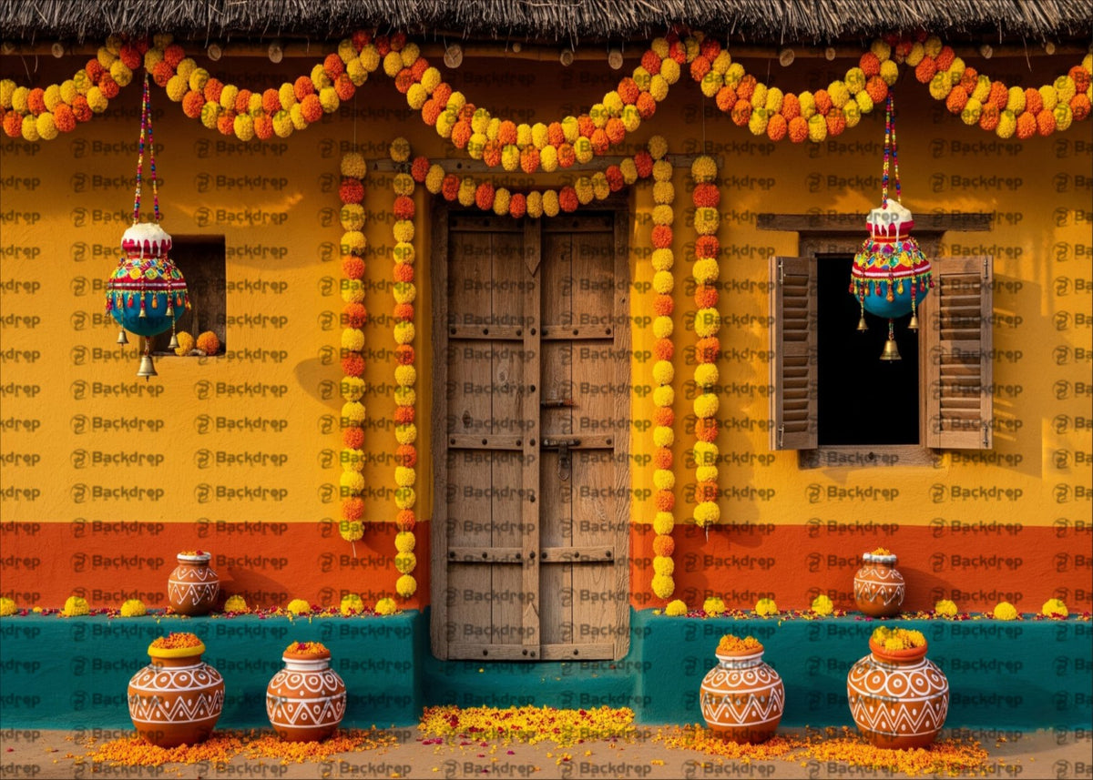 Elegant Krishna Theme Festival Backdrop