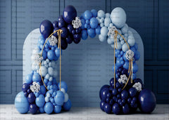 Elegant Blue Balloon Arch Backdrop with Floral Accents