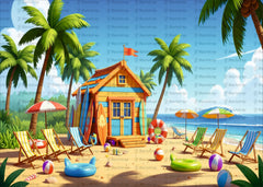 Coastal Vibes Printed Beach Backdrop