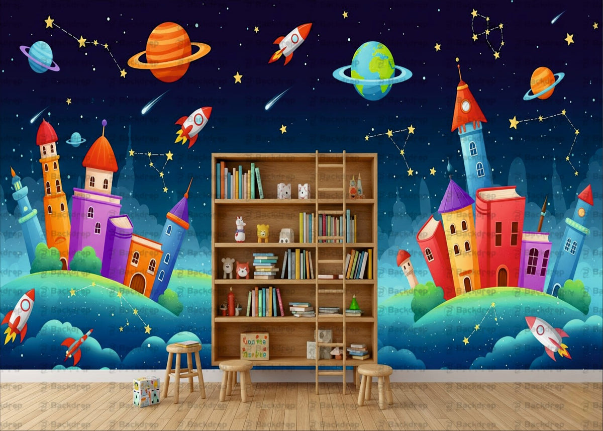 Astronaut Adventures Unique Printed Space Backdrop