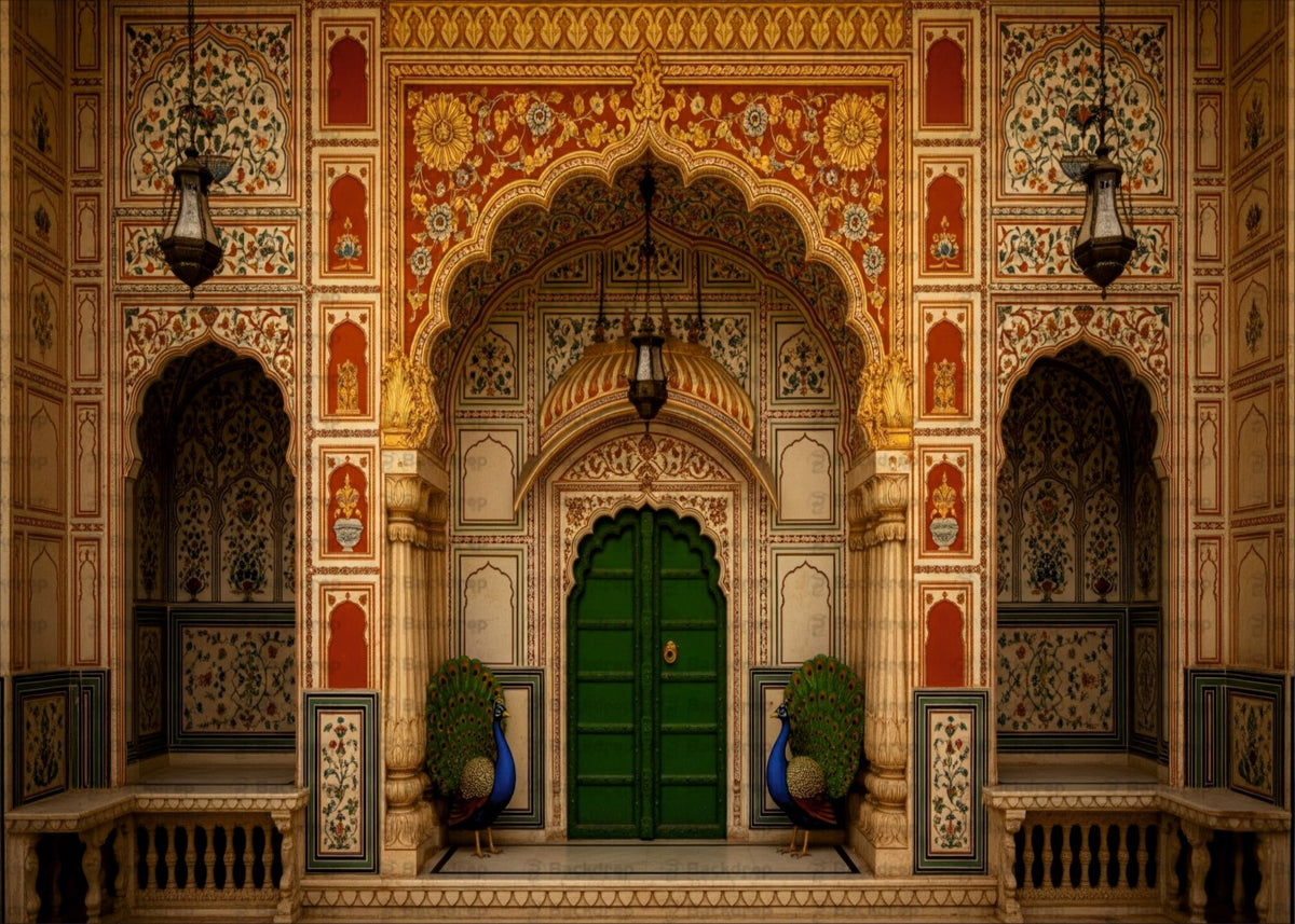 Colorful Rajasthani Door Vibrant Backdrop