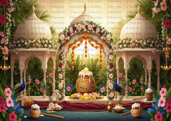 Festive Janmashtami Krishna Theme Backdrop