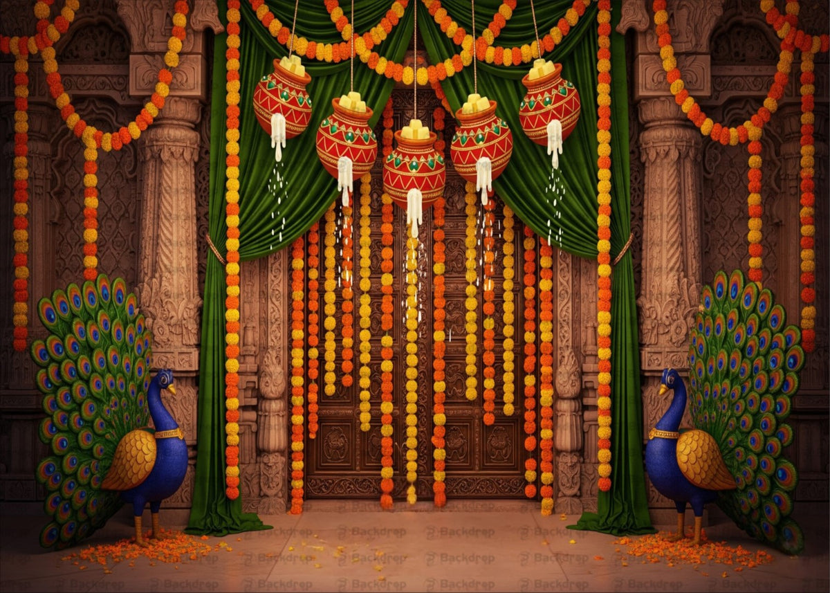 Traditional Krishna Janmashtami Backdrop
