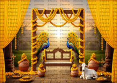 Minimalist Krishna Janmashtami Backdrop