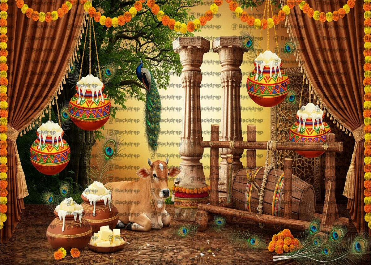 Little Krishna Theme Photography Backdrop