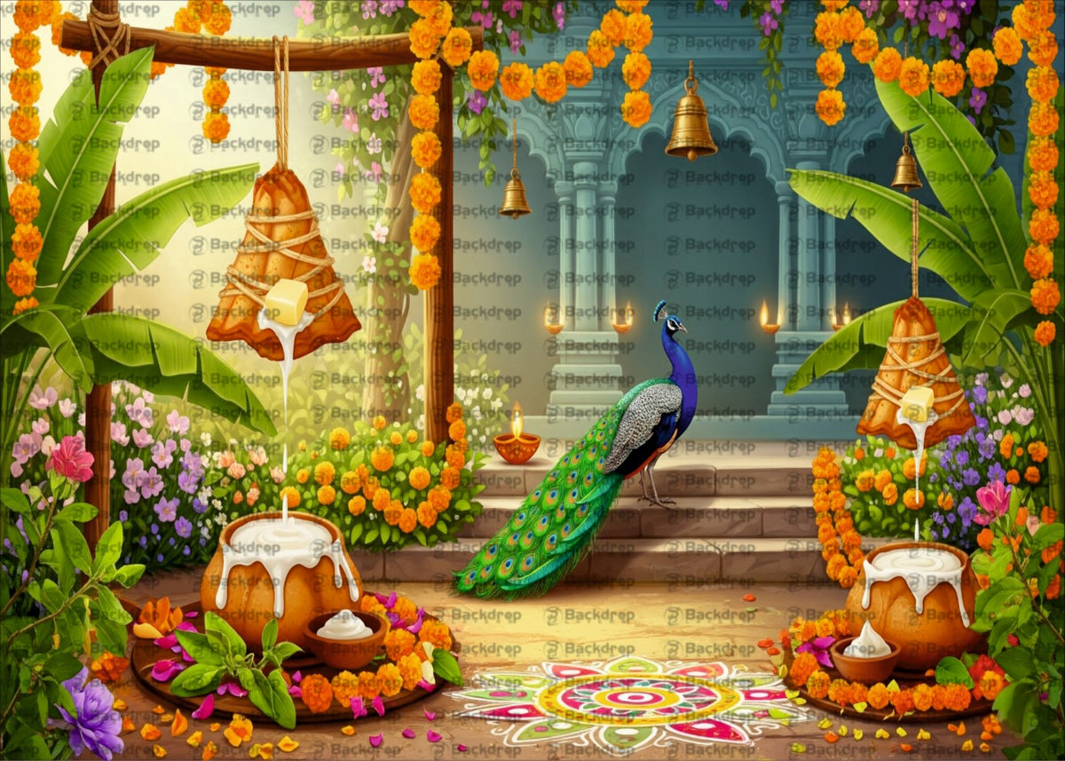 Makhan Chor Krishna Backdrop for Newborn Photography