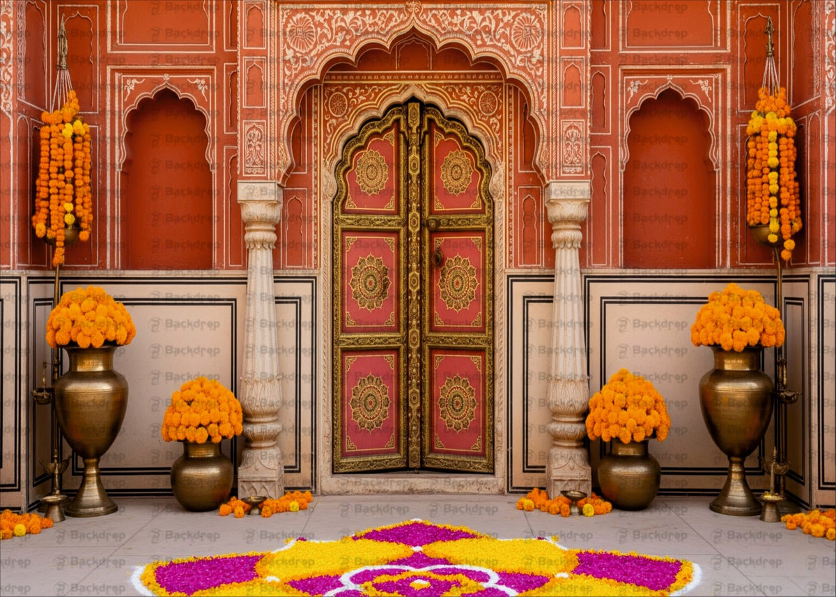 Traditional Rajasthani Door Photography Backdrop