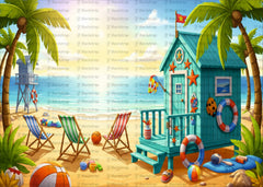 The Sunny Beach Hut Backdrop