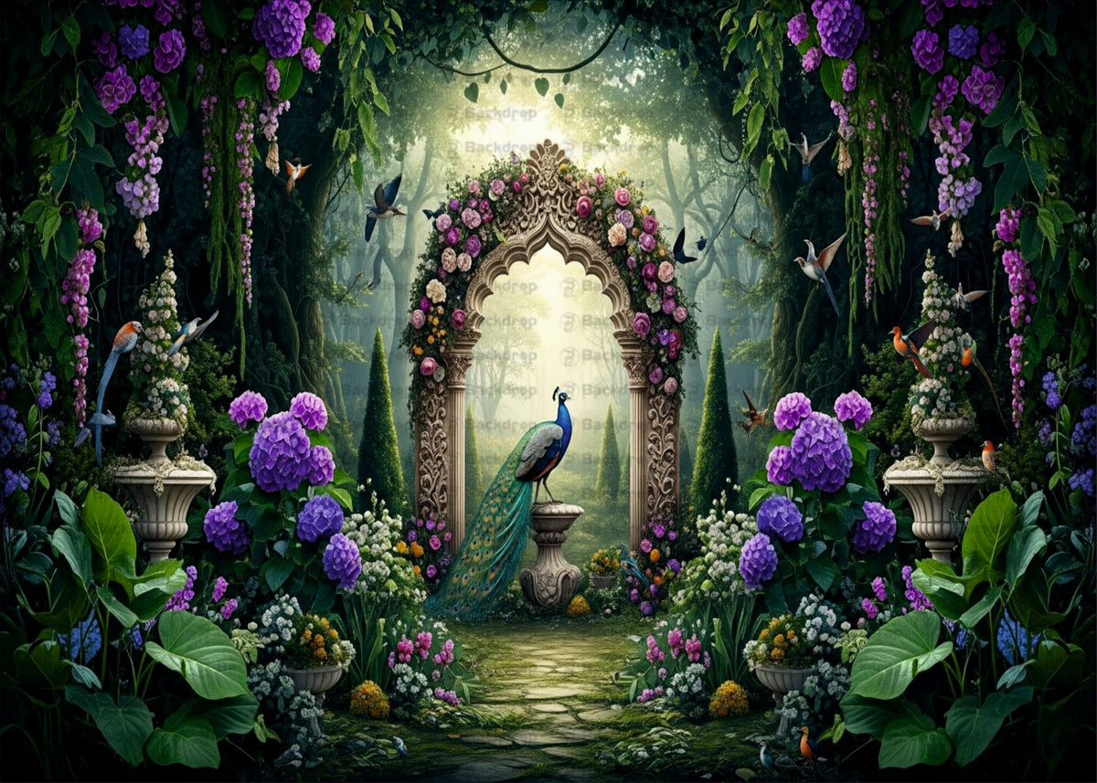 Dreamy Peacock Amid Jungle Greens Backdrop