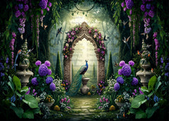 Dreamy Peacock Amid Jungle Greens Backdrop