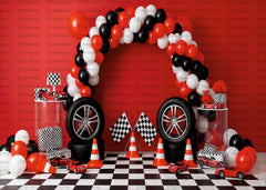Red Hot Racing Track Photography Backdrop