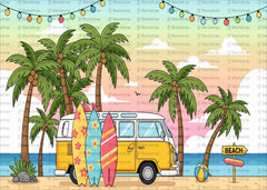 Flip Flops & Palm Trees Beach Backdrop