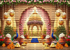 Krishna Janmashtami Temple Scene Backdrop