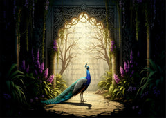 Royal Peacock Garden Backdrop with Floral Arch