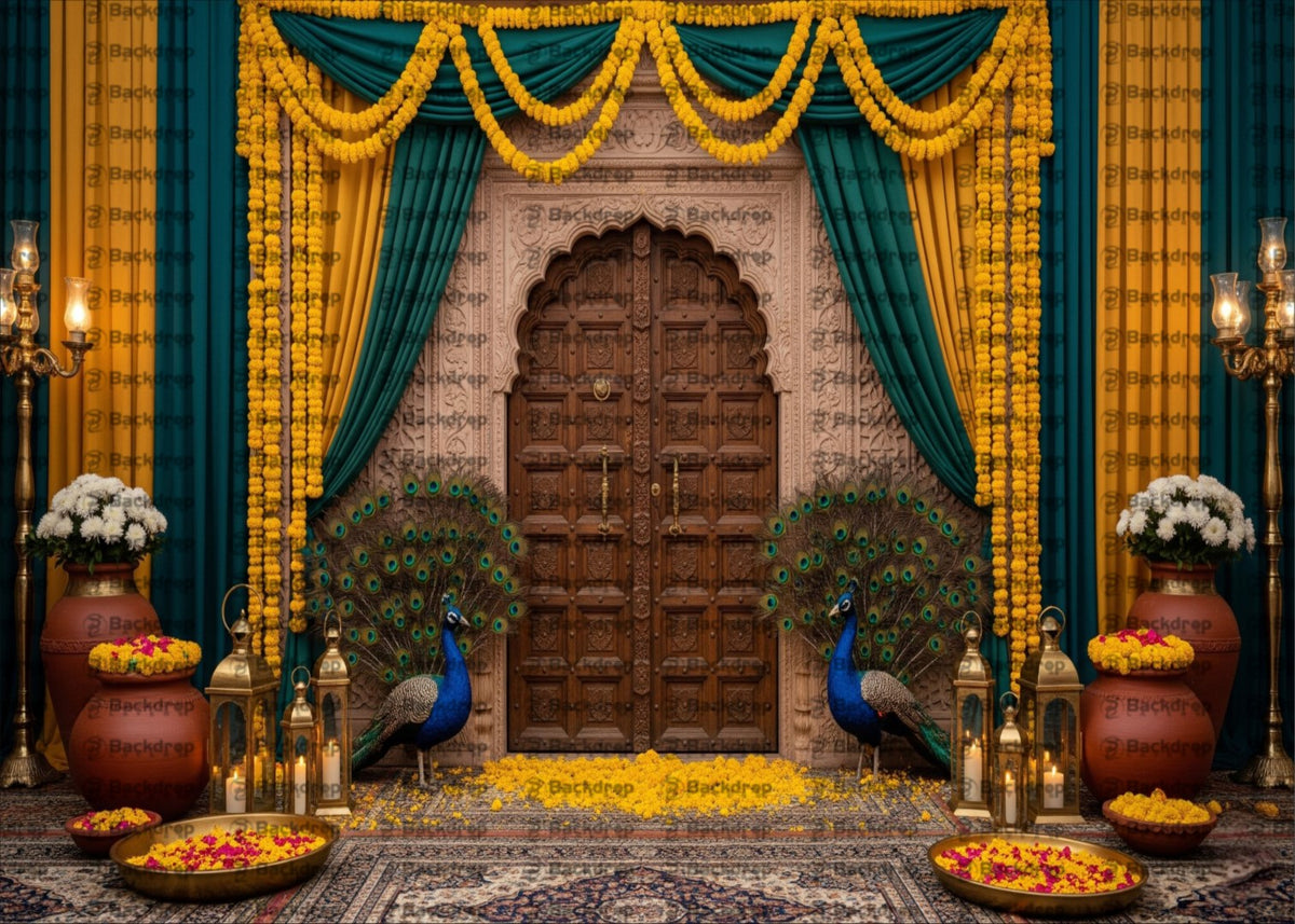 Baby Krishna Playing Theme Backdrop