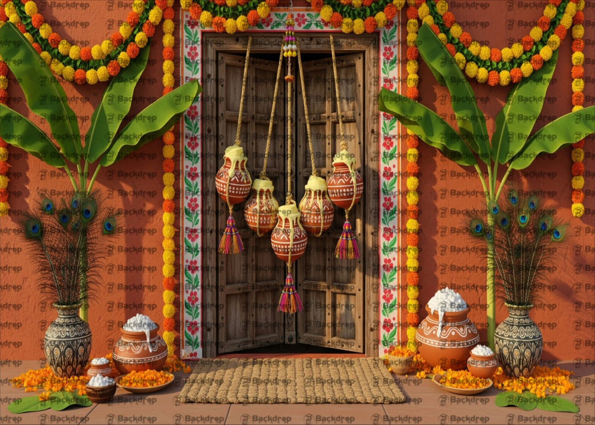 Cute Krishna Baby Janmashtami Backdrop